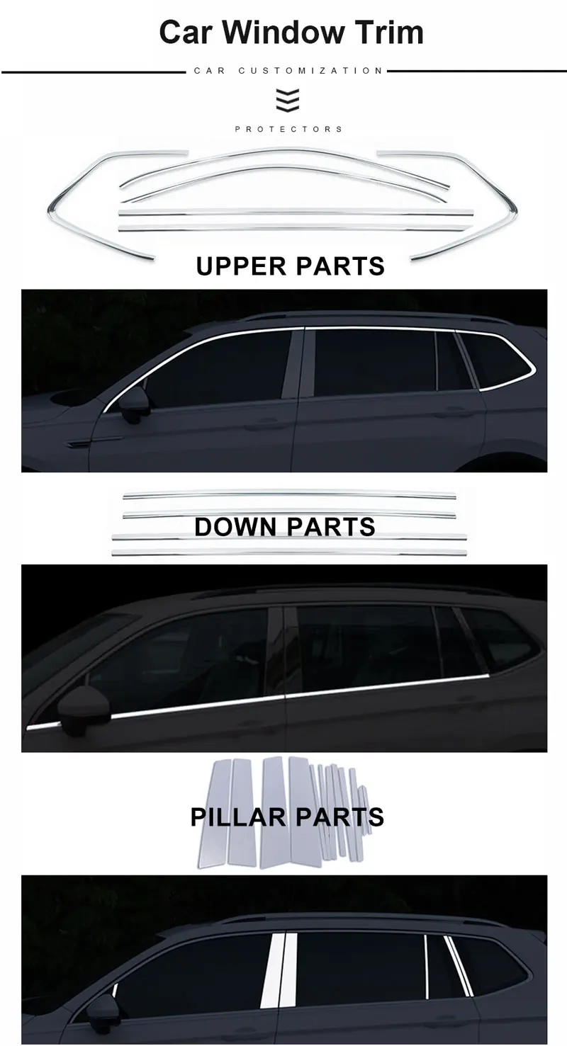 Для Volkswagen Tiguan L наружные части, отделочные полоски для боковых окон, аксессуары из нержавеющей стали для tiguan L YCSUNZ