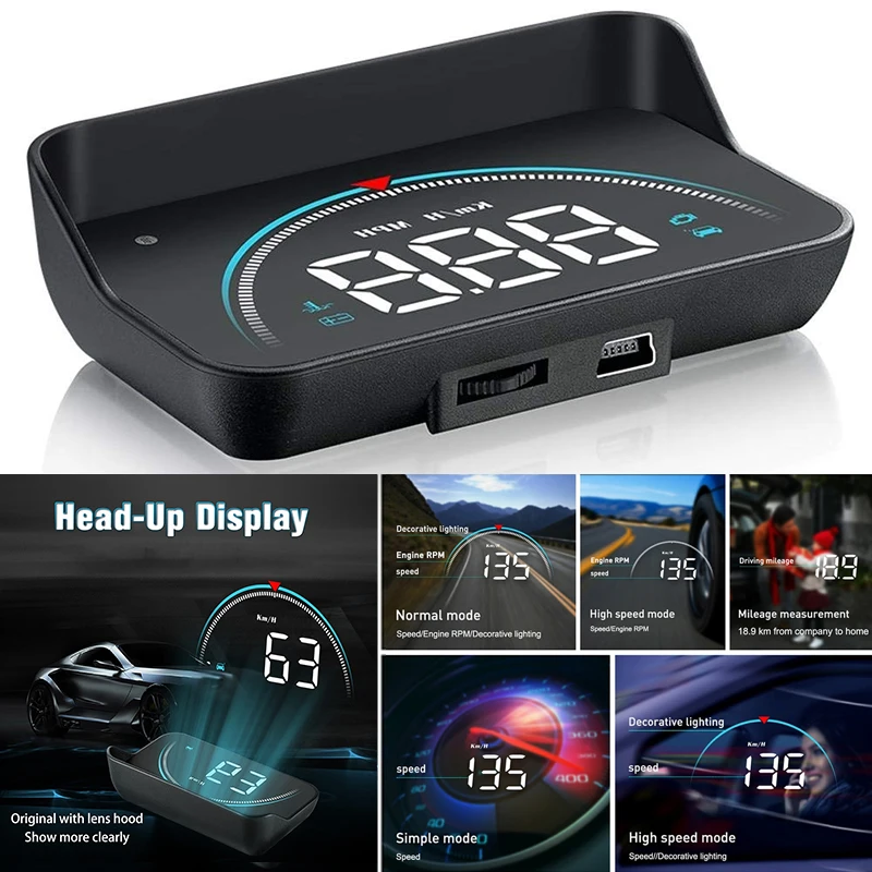 M8 Car HUD Head-up Display OBD2 II Overspeed Warning System Projector Windshield Auto Electronic Voltage Alarm Car Accessories