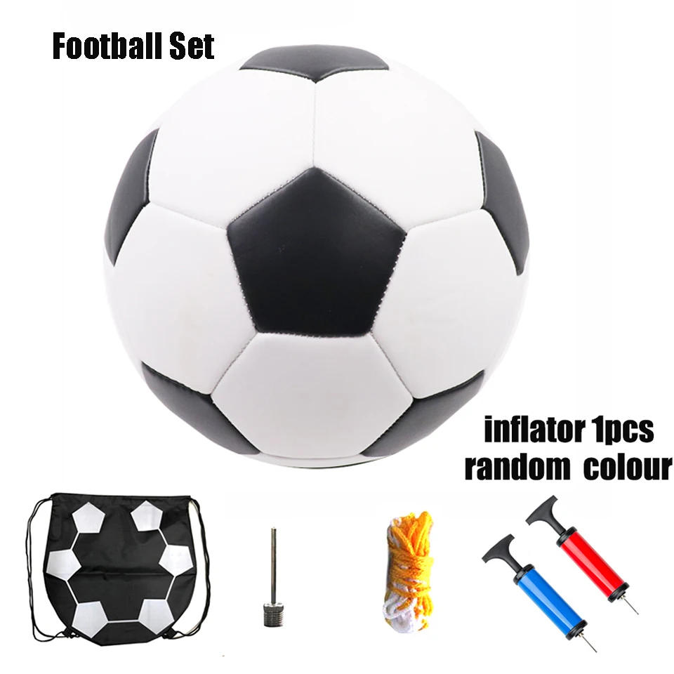 football set Высокое качество A++ официальный размер 5 футбольный мяч PU футбольные тренировочные мячи классический черный и белый futbol для взрослых детей - Цвет: football set
