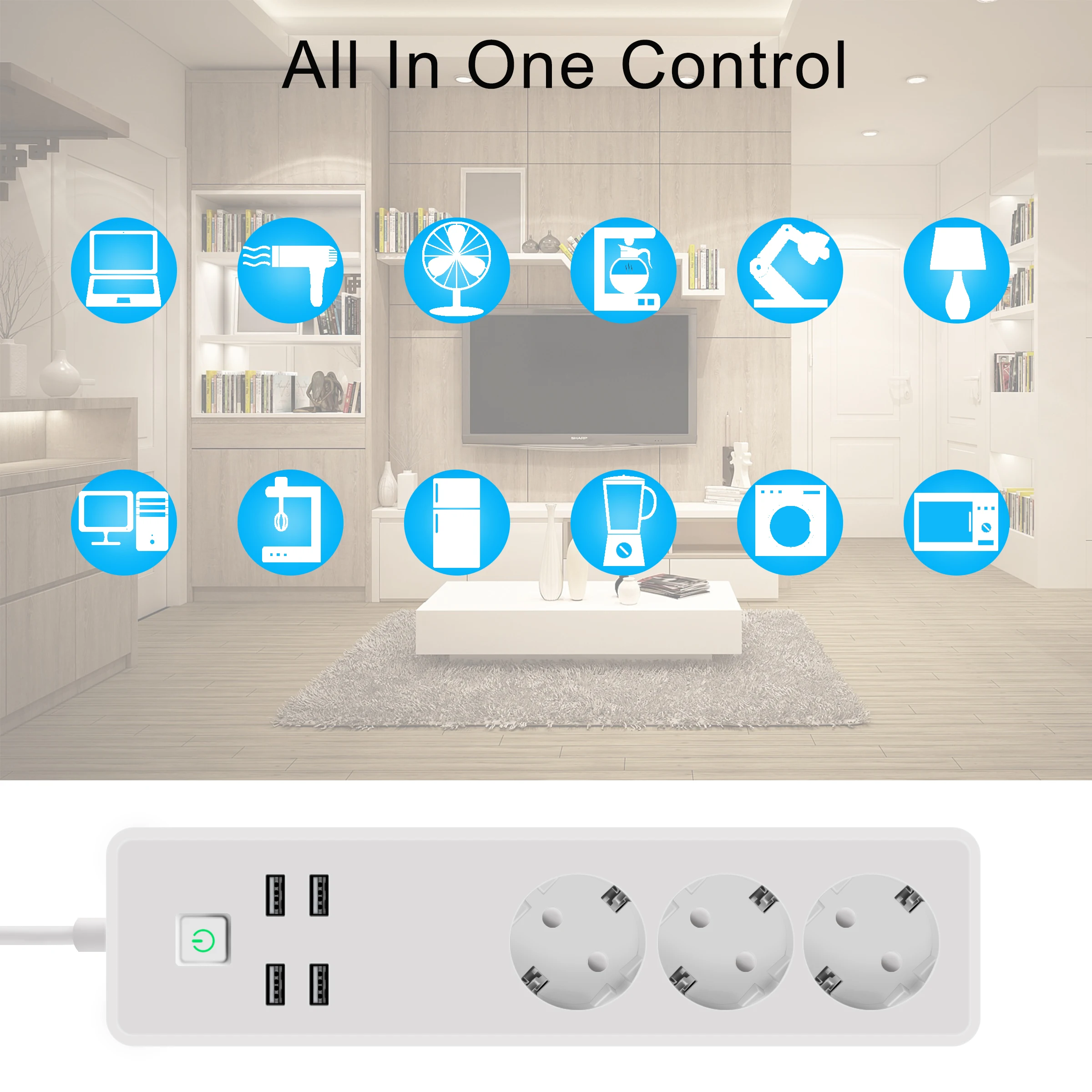 Tuya Wifi power Strip 3 ЕС умные розетки с 4 usb-портами умный дом приложение голосовой беспроводной пульт дистанционного управления работает с Alexa