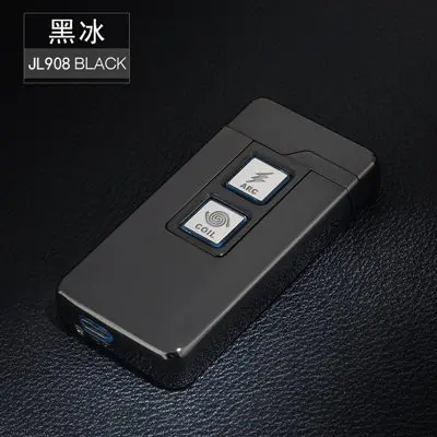 Black 2 в 1 Сенсорная Индукционная электронная USB Зажигалка двойного назначения типа катушка Плазменная и дуговая импульсная Зажигалка гаджеты для мужчин подарки - Цвет: Black