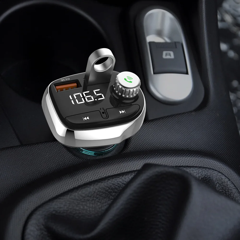 Автомобильный Bluetooth 5,0 fm-передатчик, беспроводной автомобильный комплект громкой связи, аудио приемник, Авто mp3-плеер, 2.1A, двойное USB быстрое зарядное устройство
