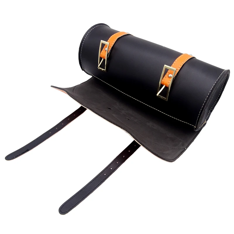 New Universal Motorcycle Saddle Bags PU Leather Motorbike Leather Side Storage Tool Pouch Front Luggage Bag For Harley Davidson