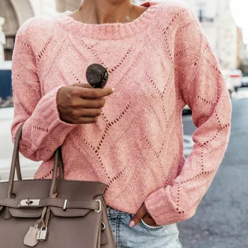 

Women Long Sleeve Kintted Sweater Knitwear Loose Winter Warm Casual Jumper Pullover Tops 2019 New Arrivals