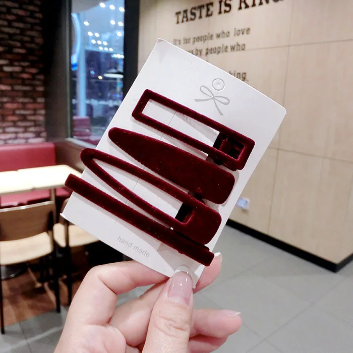 wine red 4 шт./компл. модные флокированные зажим для волос, лента для волос заколка для волос обруч для волос, заколка для волос аксессуары Красота Инструменты для укладки волос новое поступление - Цвет: wine red