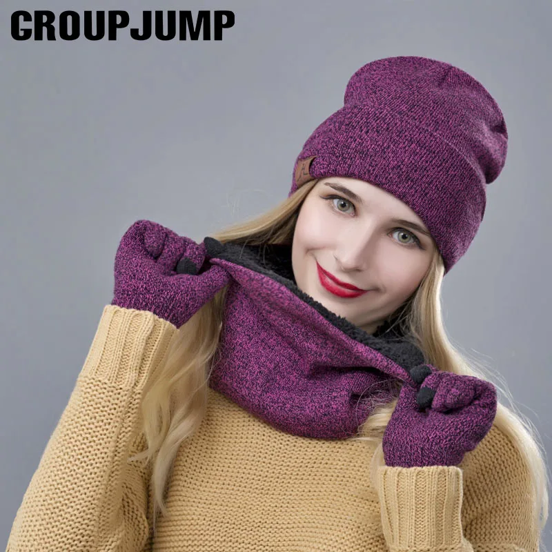 Повседневные зимние аксессуары и перчатки GROUPJUMP для женщин утолщенные теплые
