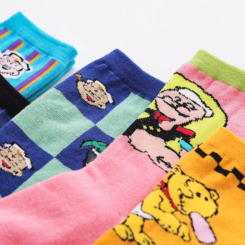 Носки с рисунком из мультфильма «Popeye», оливковый шпинат, Осень-зима, модные повседневные женские хлопковые носки, милые забавные мягкие удобные спортивные носки