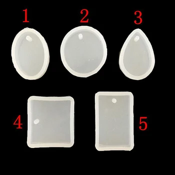

Hot 5Pcs/1pc Silicone Round Square Oval Waterdrop Rectangle Shape Hole Mold DIY Craft Epoxy Resin Molds Necklaces Pendant Mould