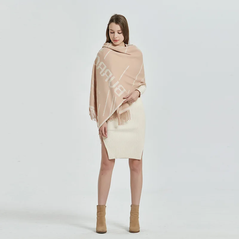 Модный брендовый большой шарф для женщин, длинный кашемировый осенне-зимний шерстяной мягкий теплый розовый шарф, шаль в клетку, женский шарф