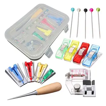 

11pcs Professional Sewing Machine Accessories Bias Tape Makers Presser Foot Binding Dressmaking Pins Sewing Needle Tools