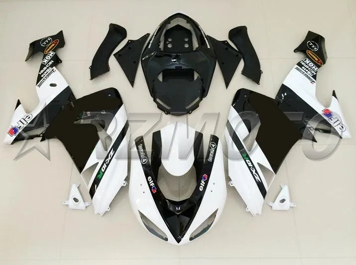 4 бесплатные подарки горячий ABS Полный комплект обтекателя подходит для Kawasaki Ninja ZX-10R ZX10R 2006 2007 06 07 обтекатели набор черный белый Эльф
