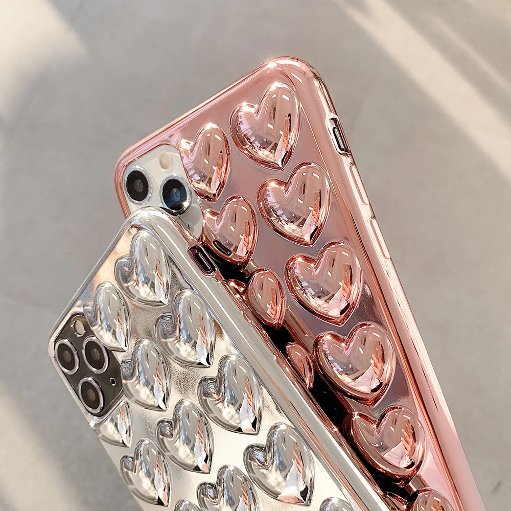 Чехол с 3d покрытием Love Heart для iPhone 11 Pro Max XR X XS 7 8 6S Plus мягкий однотонный чехол из ТПУ