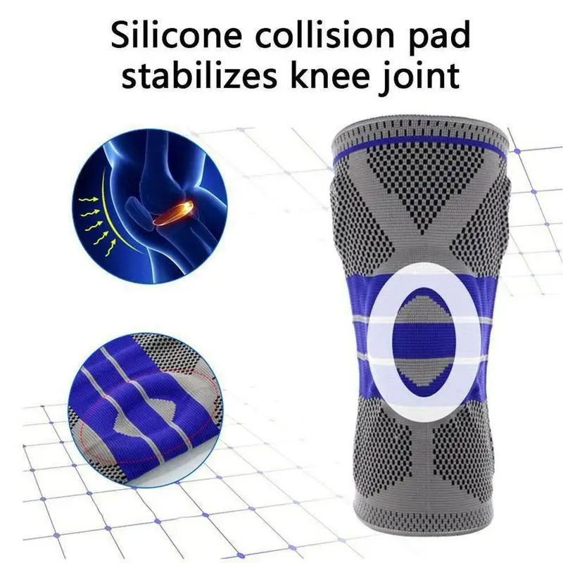 1PC Silicone Padded Knee Pads Supports Brace Meniscus Knee Protection Knee Pads Safety Sports Fitness Basketball Sleeve