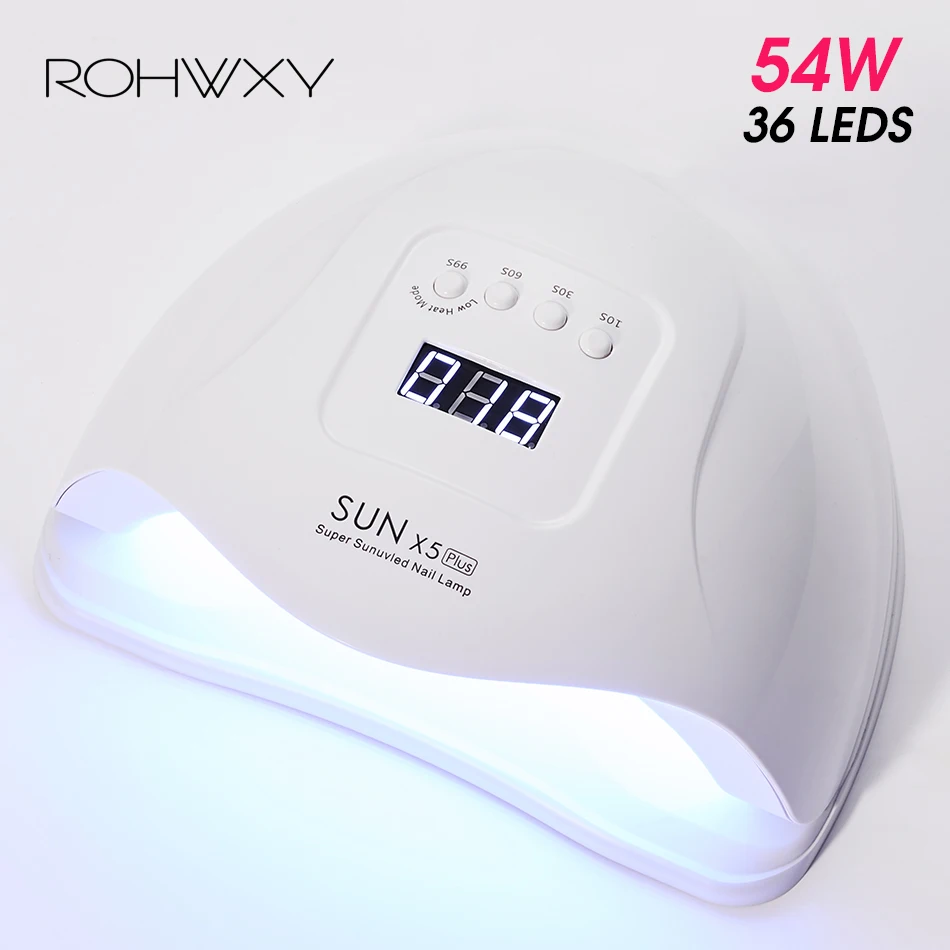 ROHWXY SUN X5 Plus Nail Dryer Manicure 54W UV LED Lamp For Drying Polish Gels Ice With Timing Set Nails Art Tools | Красота и