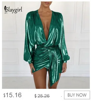 Slaygirl Элегантное летнее платье Для женщин, сексуальное облегающее платье, белые вечерние платье Женский V образным вырезом клуб мини-платье с пайетками Vestidos