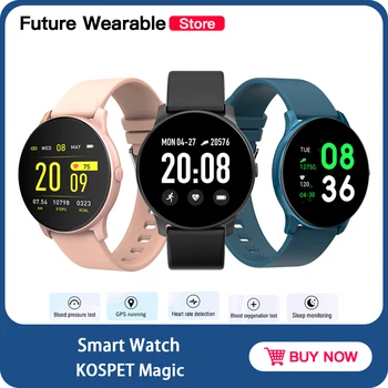 

KOSPET Magic Smart Watch Heart rate Monitor Message Reminder Pedometer Multi-language KW19 Women Smartwatch For IOS Android