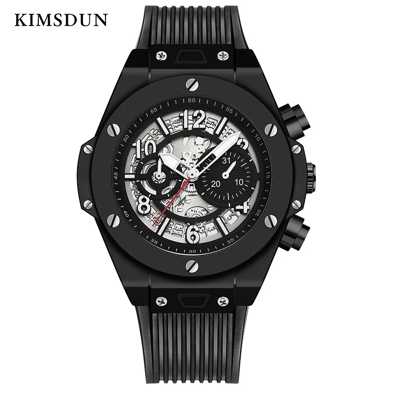 

KIMSDUN Automatic Mechanical Watch Men Luxury Brand Personality Silicone Strap Fashion Military Men's Business Trend Watch 2019