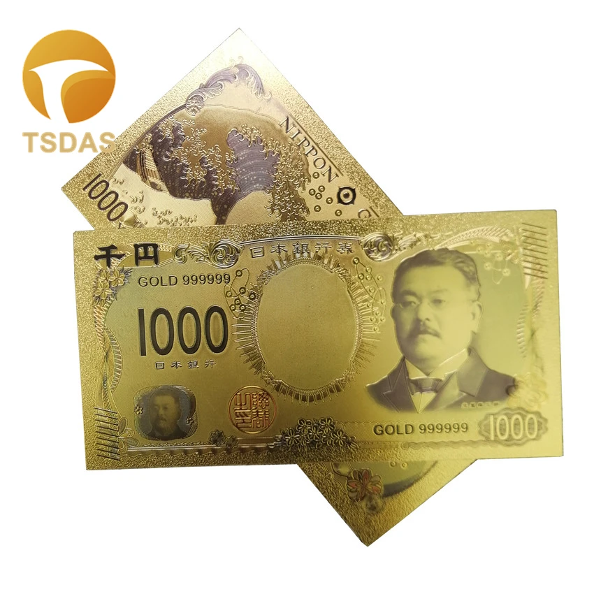 Цветные японские золотые банкноты 5000 иен 99.9% позолоченные для коллекции|Золотые