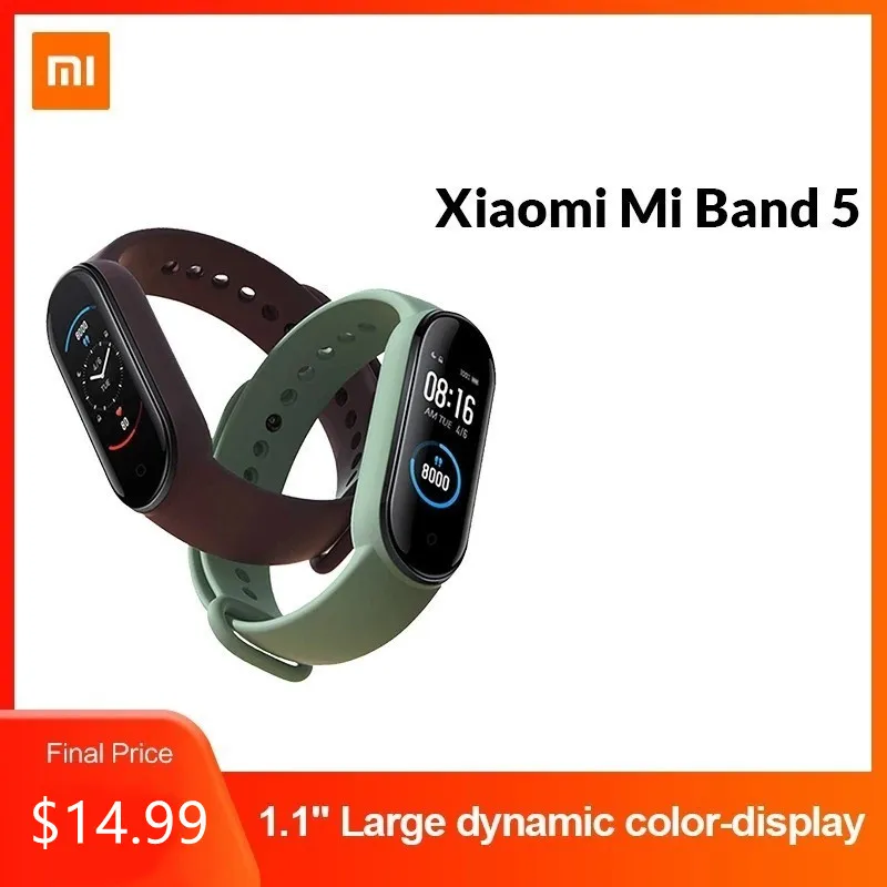 

In Stock Xiaomi Mi Band 5 Smart Bracelet 1.1" AMOLED Colorful Screen Heart Rate Fitness Tracker Bluetooth 5.0 Waterproof Miband5