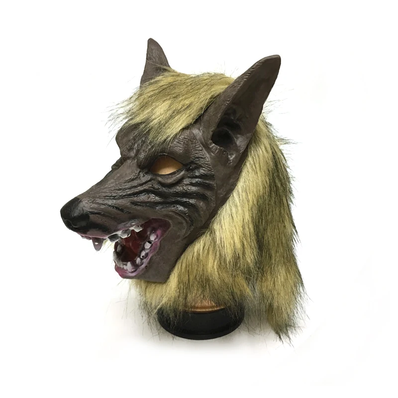 Headgear Хэллоуин Латексная резиновая голова Волка маска для волос перчатки оборотня костюм латексная страшная маска игрушка для вечерней вечеринки макияж игра Подарочная игрушка - Цвет: Headgear