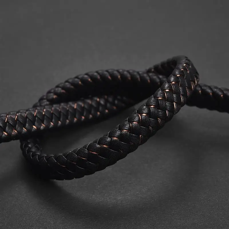 1 м 12 мм кожаный шнур плоская плетеная веревка для DIY мужских кожаных ...