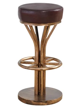 

Retro Bar Stool American Iron Bar Chair Modern Simple Ktv Round Antique Copper High Stool Metal Bar Stool