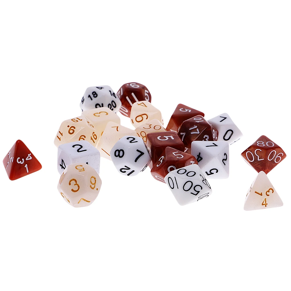 21pcs Set TRPG Dungeons & Dragon D4-D20 Dices Kid Toys Game Accs with Bag