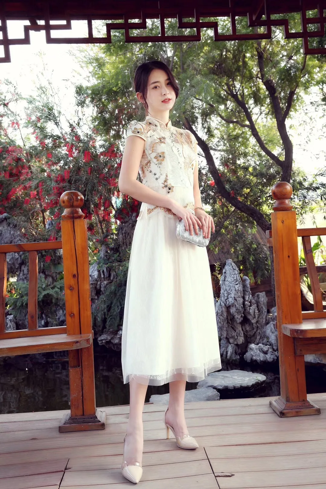 Элегантное китайское женское улучшенное qipao платье подружки невесты для свадебной вечеринки vestidos кружевное Сетчатое cheongsam облегающее готическое платье - Цвет: color1