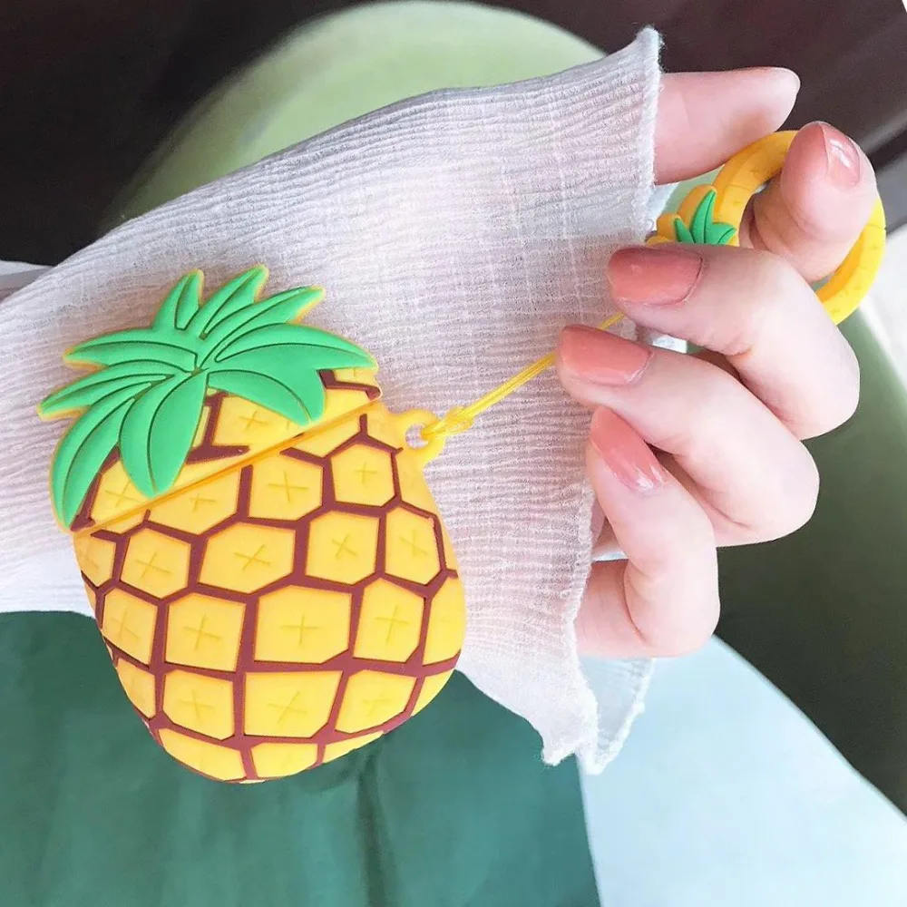 

For AirPods 2 Case Cute pineapple Protective Cover Bluetooth Wireless Earphone Case For Airpods Accessories with same Ring Strap