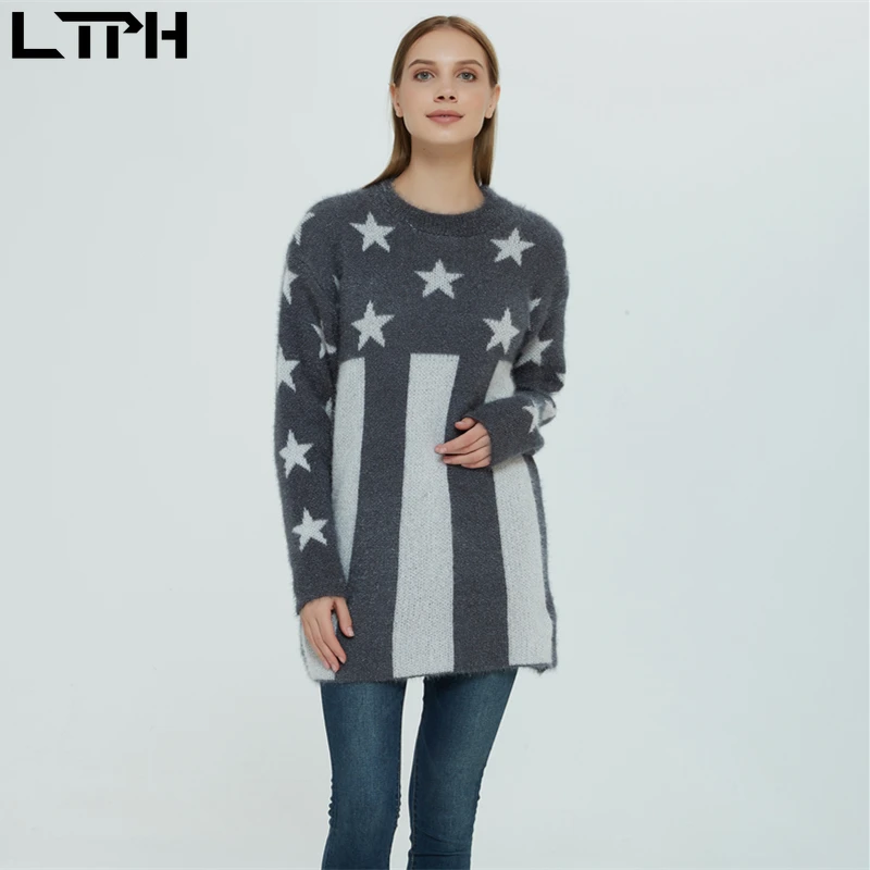 LTPH hot sale2019 winter new women sweater casual lazy wind round neck full sleeves outer wear wild loose Knit Jacquard pullover LTPH hot sale2019 winter new women sweater casual lazy wind round neck full sleeves outer wear wild loose Knit Jacquard pullover