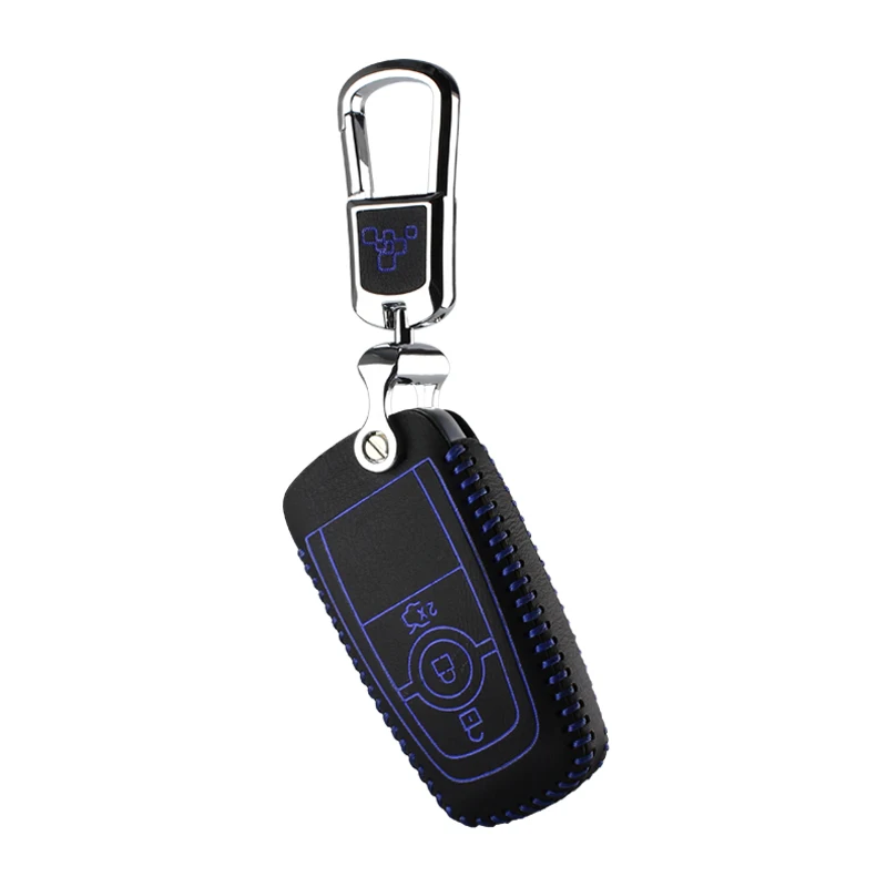 Luckeasy Топ Кожаный чехол для ключей mondeo ecoboost 3/4 Кнопка Ключа автомобиля key2s - Название цвета: Золотой