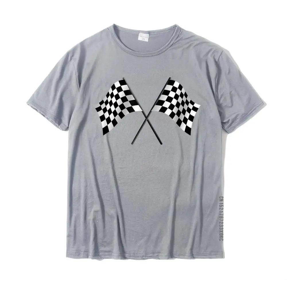 Design 100% Cotton Men's Short Sleeve Tops T Shirt Design Summer Top T-shirts Design T Shirts Dominant Round Neck Checkered Flags Start Finish Race T-Shirt__MZ22119 grey