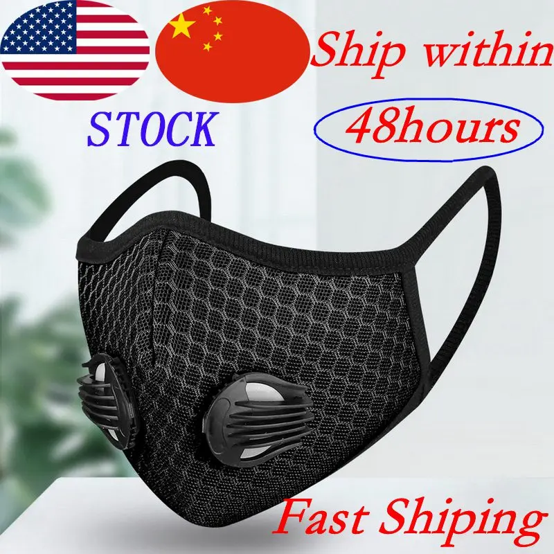 

In Stock!Sport Dust Masks 5 Ply PM2.5 Activated Carbon Filter Double Breathing Valve Mesh Masks KN95 Same As N95