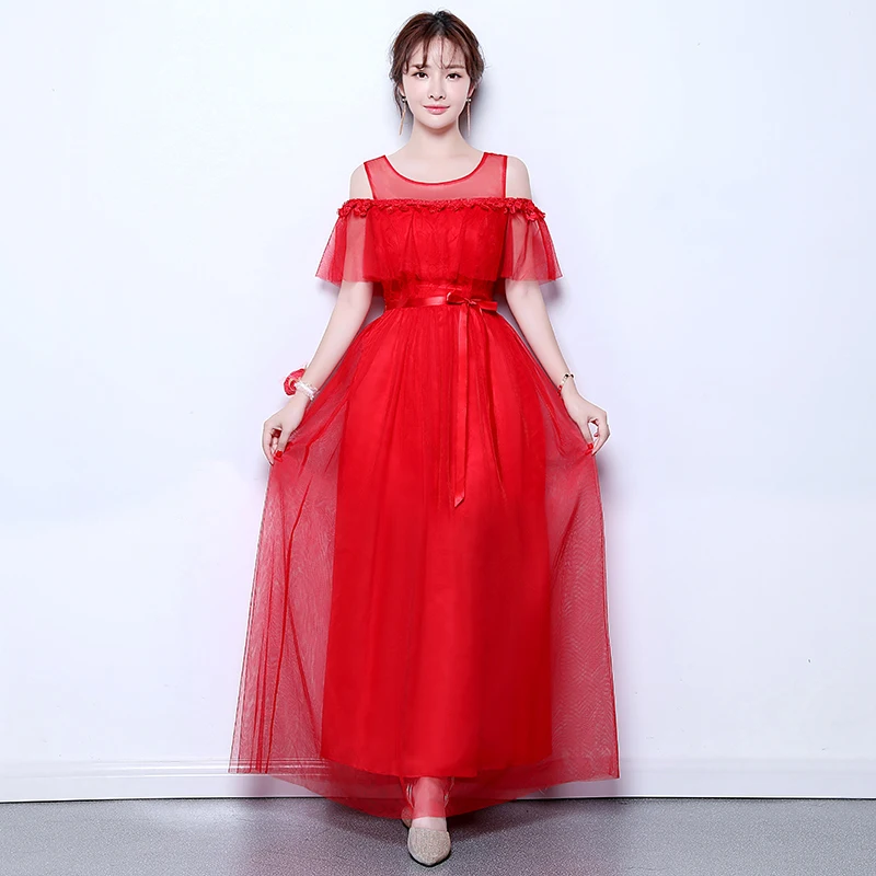 red long V10 Белое Элегантное свадебное платье для гостей для женщин для свадебной вечеринки, тюлевые Платья для подружек невесты, сексуальное Клубное платье для выпускного вечера, vestido de festa Longo - Цвет: red long V10