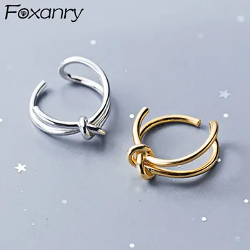 

Foxanry Minimalist 925 Sterling Silver Party Rings for Women Creative Fashion Tie Knot Geometric Handmade Birthday Jewelry Gifts