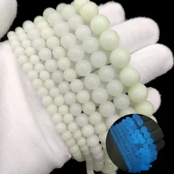 Luminous Blue - Green Glowing Natural Stone Beads - 12mm 31pcs 1Strand (Luminous Blue)