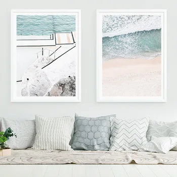 

Modern Aerial Beach Coastal Waves Landscape Canvas Print Paintings Wall Art Pictures Poster for Living Room Home Office Decor