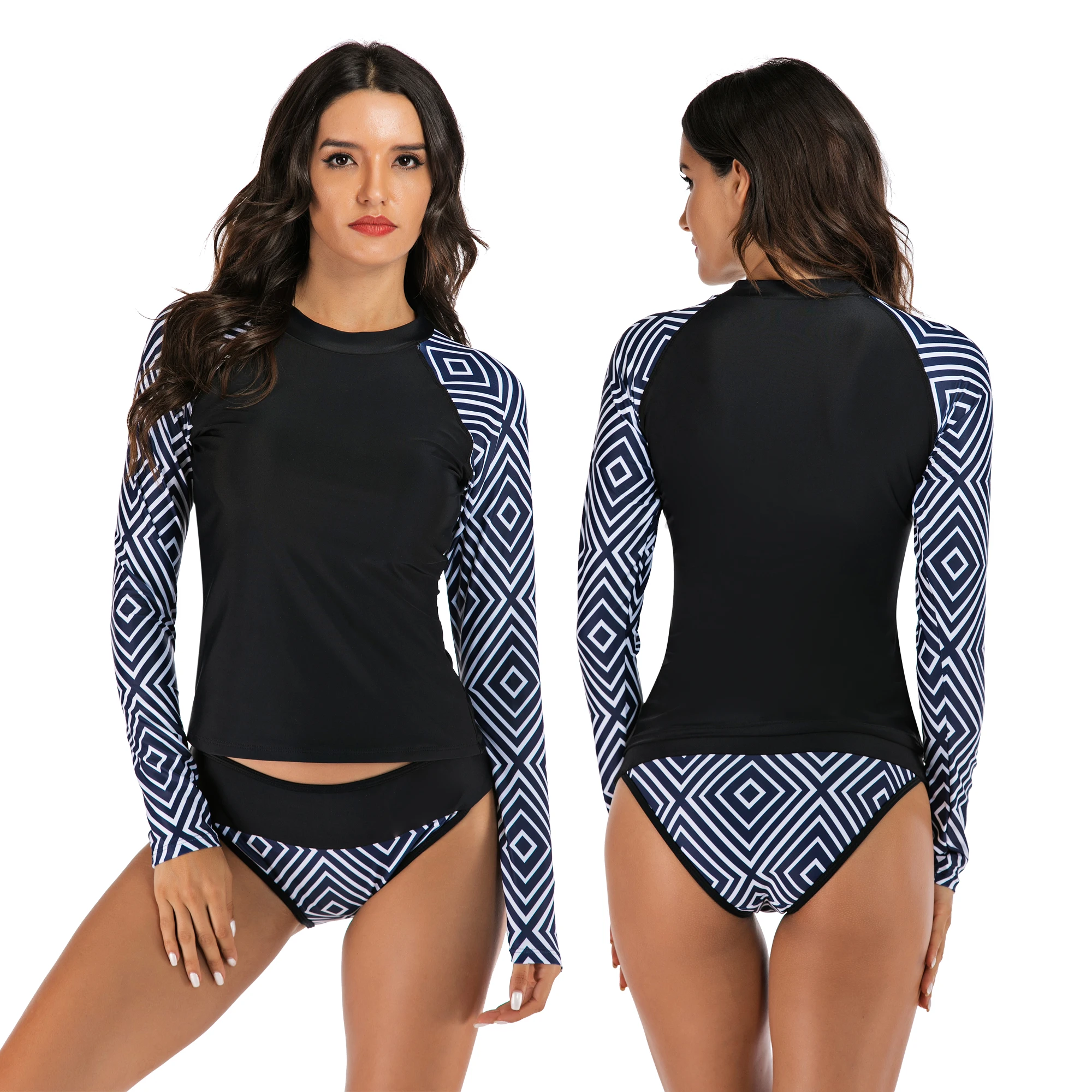 Surf Swimsuit Plus Size,SMALLE◕‿◕ Womens Long Sleeves Rash Guard Athletic Swim Floral Print Quick-Drying Surf Swimsuit 