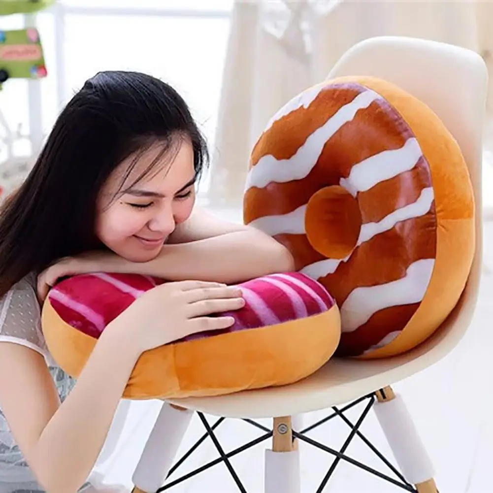 Large Doughnut Throw Pillow Soft Novelty Doughnut Shaped Ring Plush Cushion Pillow 40cm 