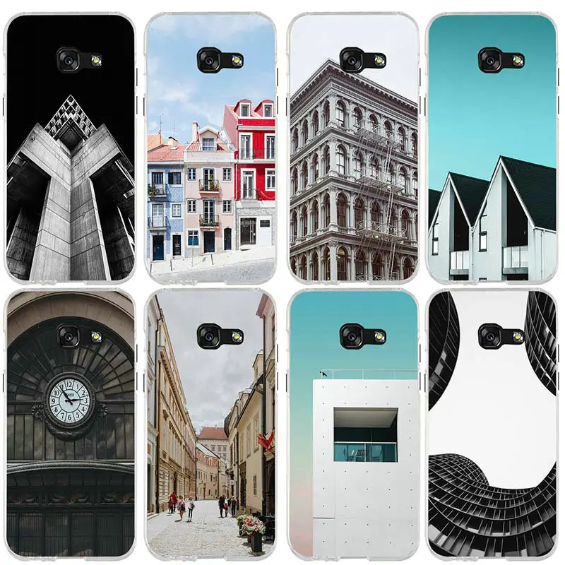 For Samsung Galaxy J2 J3 J4 J6 J5 J7 J8 A3 A5 A7 2016 2017 2018 Shell Soft Phone Cases Vintage Beautiful Bustling Architecture | Мобильные