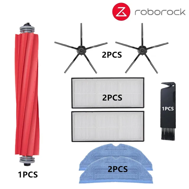 Xiaomi Roborock S70 S7 S7Max T7S T7S Plus Main Brush Hepa Filter Mop Pad Vacuum Cleaner spare Parts Roborock S7 Accessories Black 8pcs