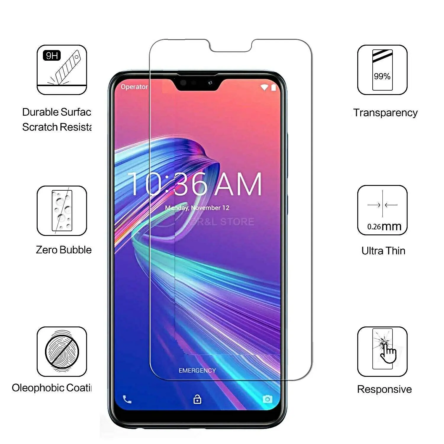 2 шт. Защита экрана для Asus Zenfone Max Pro M2 ZB631KL закаленное стекло 9H с полным покрытием