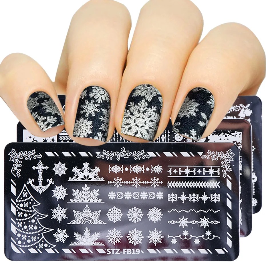 1 шт Nail Art шаблоны Рождество Хэллоуин штамповки пластины Снежинка Животное Мультфильм изображение печать трафарет JISTZFB01-19-1