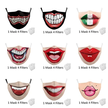 

Fashion Reusable Protective PM2.5 Filter Printing mouth Mask anti dust Face mask Windproof Mouth-muffle bacteria proof Flu Mask