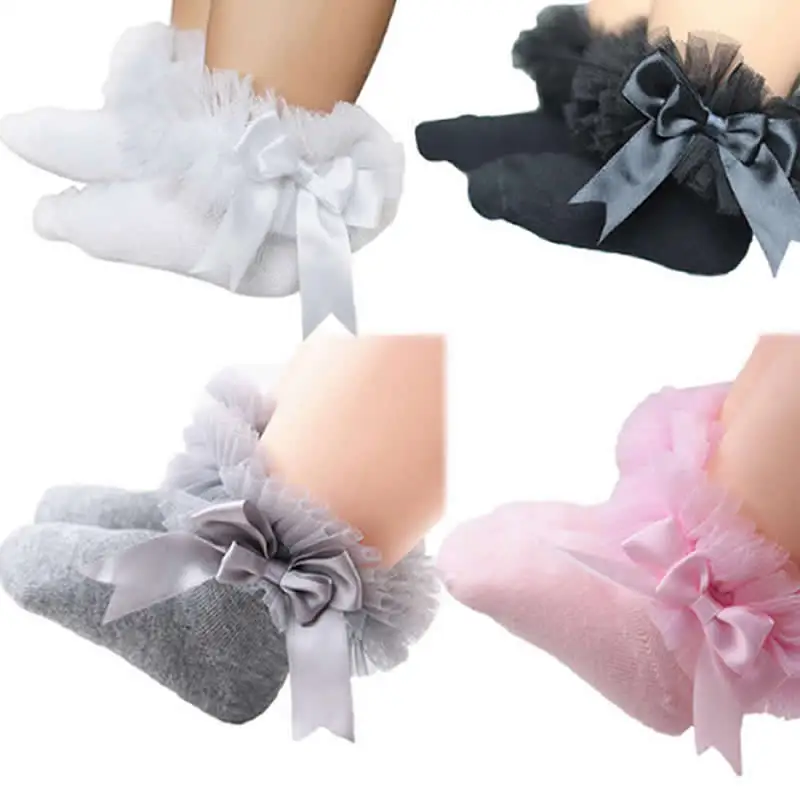 

Girls Princess Bowknot Lace Floral Short Socks Kids Cotton Ruffle Frilly Trim Ankle Infant Newborn Toddler Baby Socks fashion