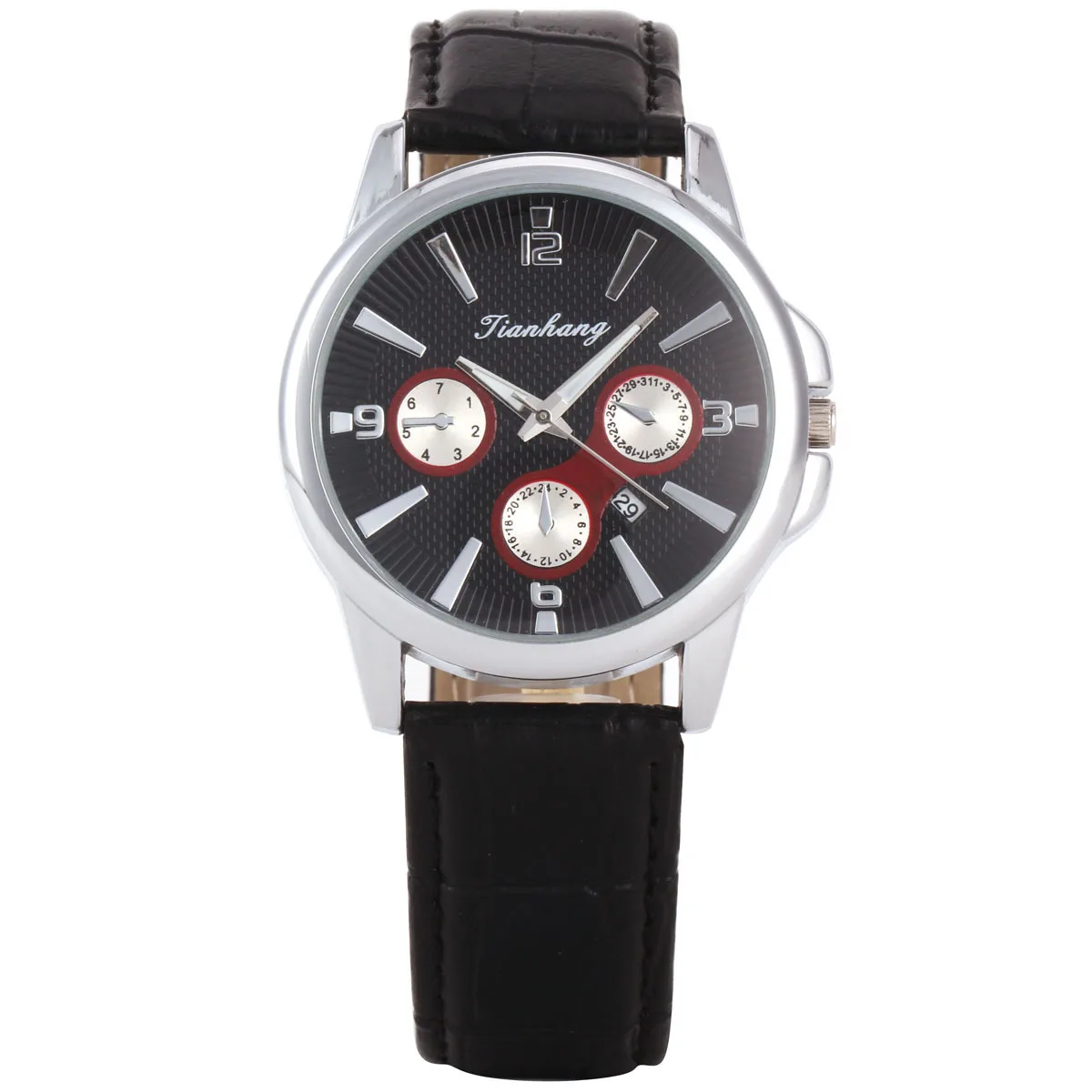

The tianhang Fake Three-Eyed Six-pin Casual Belt Quartz Watch with Calendar