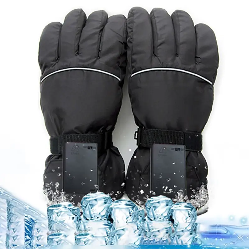 Зимние перчатки с подогревом, 4,5 в, электрические перчатки с батарейным боксом, ветрозащитные теплые велосипедные перчатки