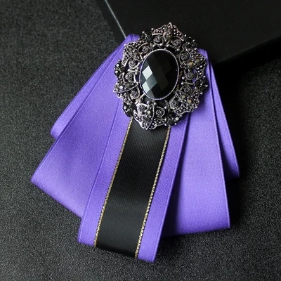 11 i-Remiel Fabric Bow Brooch for Men Wedding Dress Shirt Collar Decoration Accessories Rhinestone Pins And Brooches Badge Broche - Окраска металла: 11