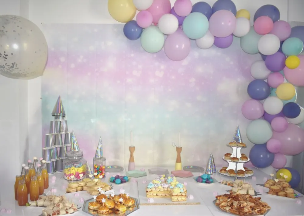 Photo Backdrop Rainbow Photographic Studio Birthday Flash Photobooth Prop Baby Shower Bokeh XT-6878