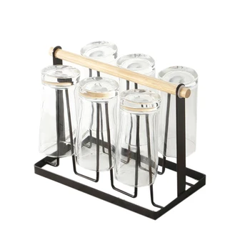 

SHGO HOT-Kitchen Utensils Wrought Iron Cup Holder Creative Household Drain Cup Shelf for Kitchen Cup Storage Rack Hanging Draine